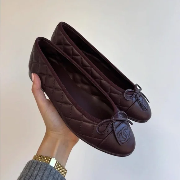 Chanel 26P Dark Burgundy Flats | Size 38 - Picture 1 of 13
